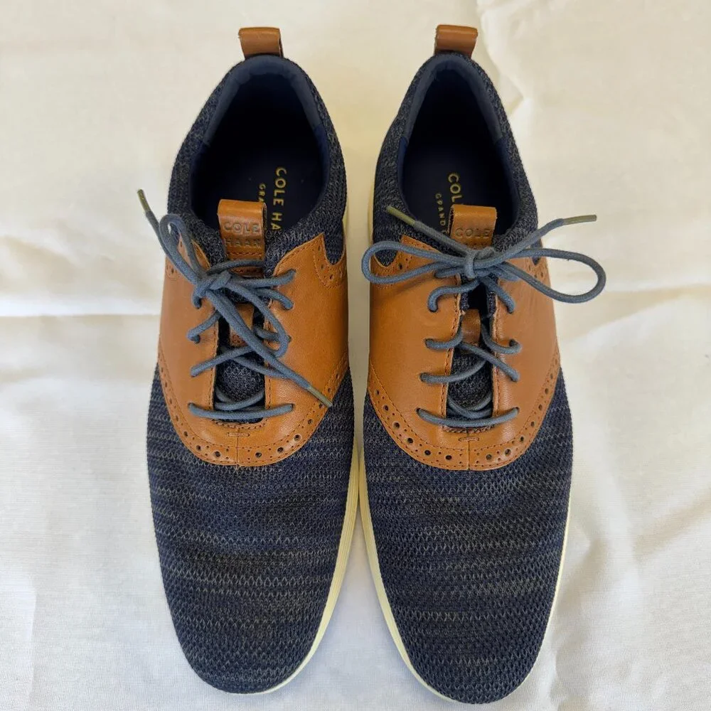 Cole Haan Grand OS Navy Tan Oxford Shoes Size 10.5